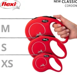 Flexi New Classic Correa de Cordón Extensible Roja para perros