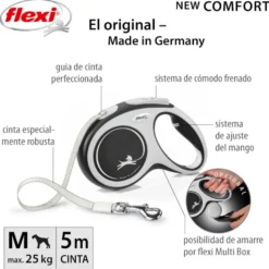 Flexi New Comfort Correa Extensible Gris para perros