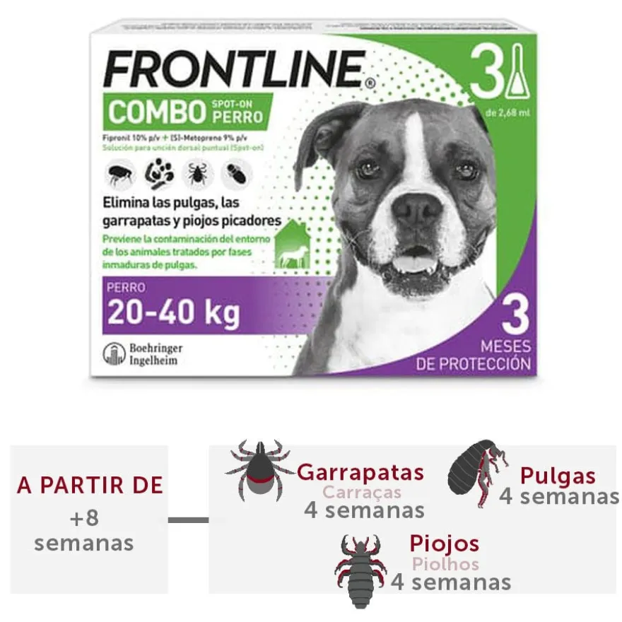 Frontline Spot On Combo Pipetas Antiparasitarias Perros 20 - 40 kg