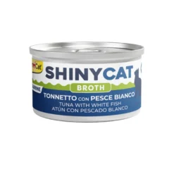 GimCat Shiny Cat Atún y Pescado blanco en caldo lata para gatos