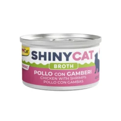 GimCat Shiny pollo y gambas en caldo lata para gatos