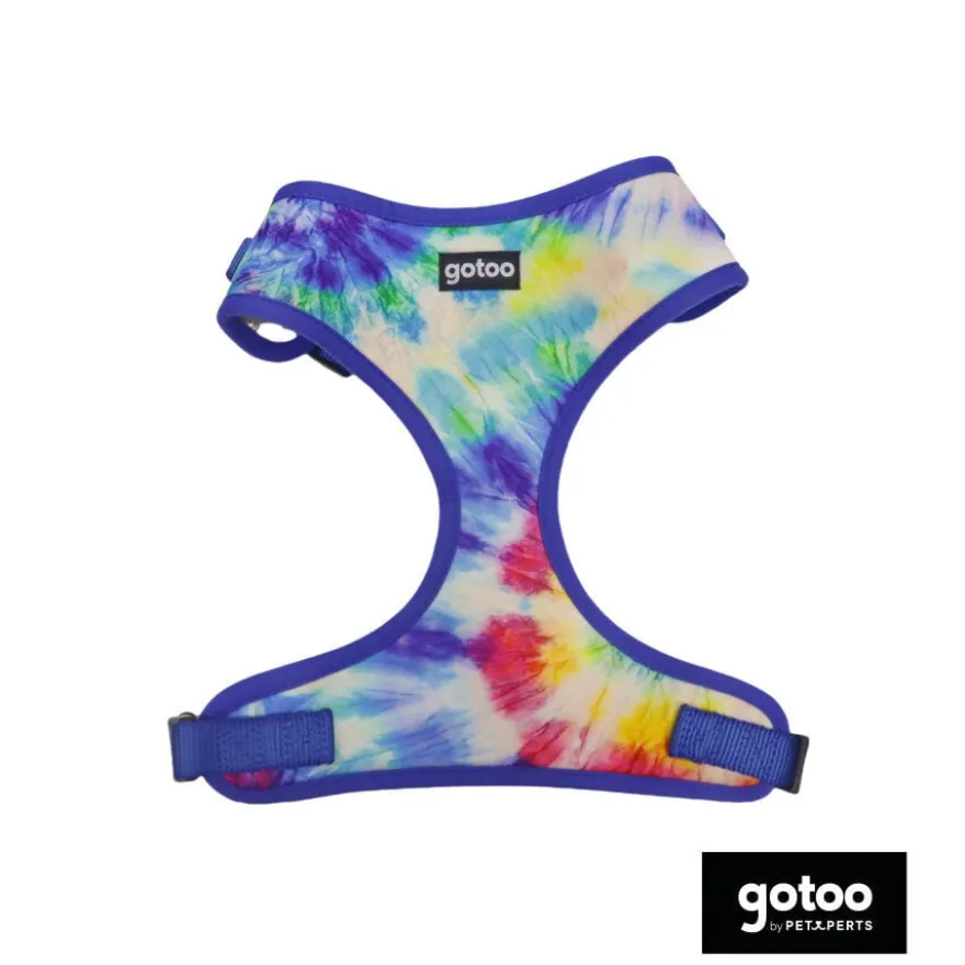 Gotoo Arnes ajustable estampado azul tie dye para perro