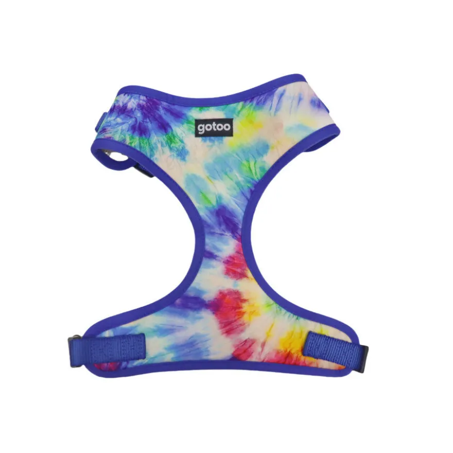 Gotoo Arnes ajustable estampado azul tie dye para perro