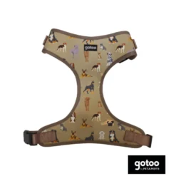 Gotoo Arnés ajustable estampado marrón para perros