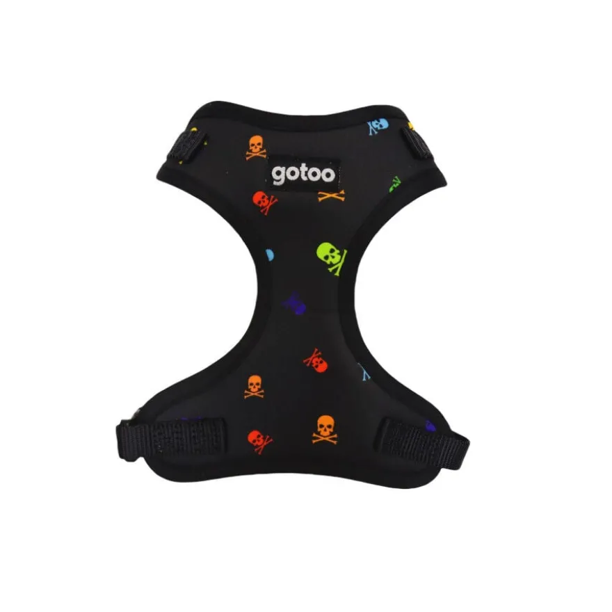 Gotoo Arnés ajustable estampado calavera negro para perros