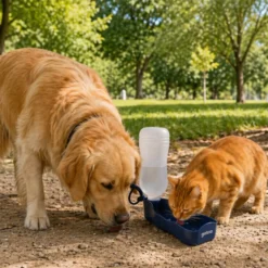 Gotoo Botella Bebedero Portátil de Plástico Azul para perros y gatos