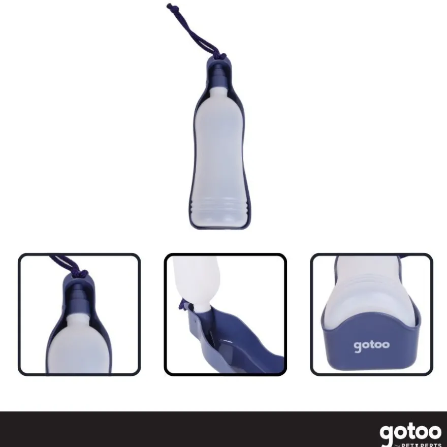 Gotoo Botella Bebedero Portátil de Plástico Azul para perros y gatos
