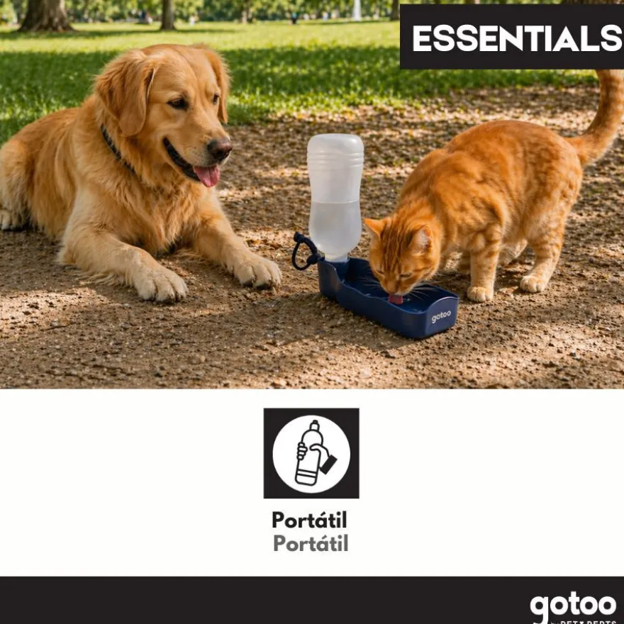 Gotoo Botella Bebedero Portátil de Plástico Azul para perros y gatos
