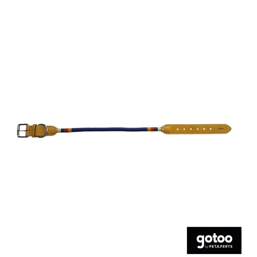 Gotoo Collar cuero azul para perros