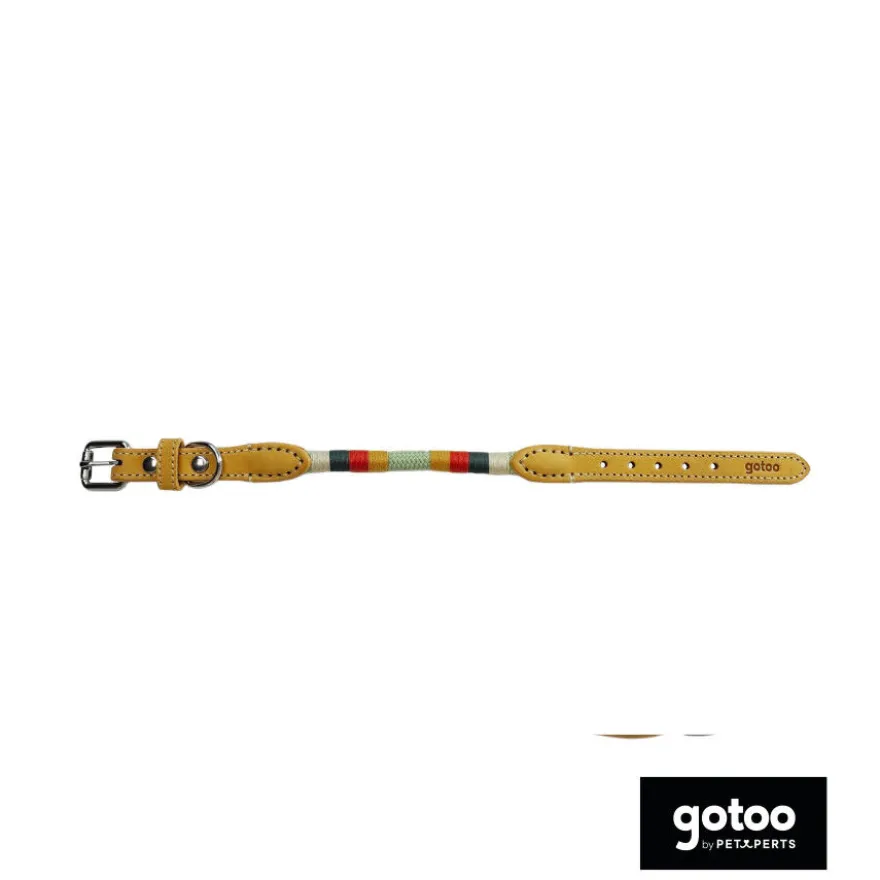 Gotoo Collar cuero verde para perros