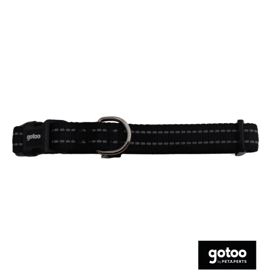 Gotoo Collar de nylon reflectante negro para perros