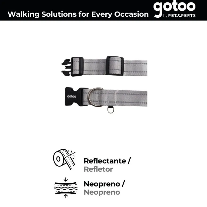 Gotoo Collar de nylon reflectante gris para perros