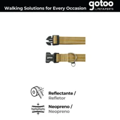 Gotoo Collar de nylon reflectante beige para perros