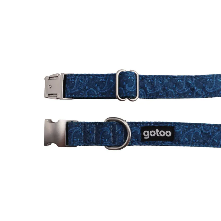 Gotoo Collar estampado cachemira clásica azul para perros