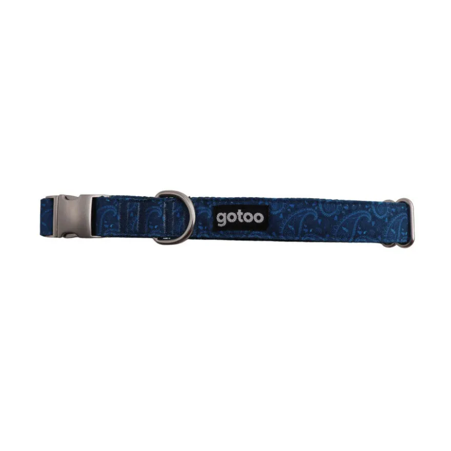 Gotoo Collar estampado cachemira clásica azul para perros