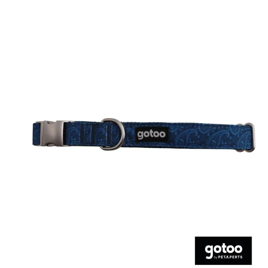 Gotoo Collar estampado cachemira clásica azul para perros