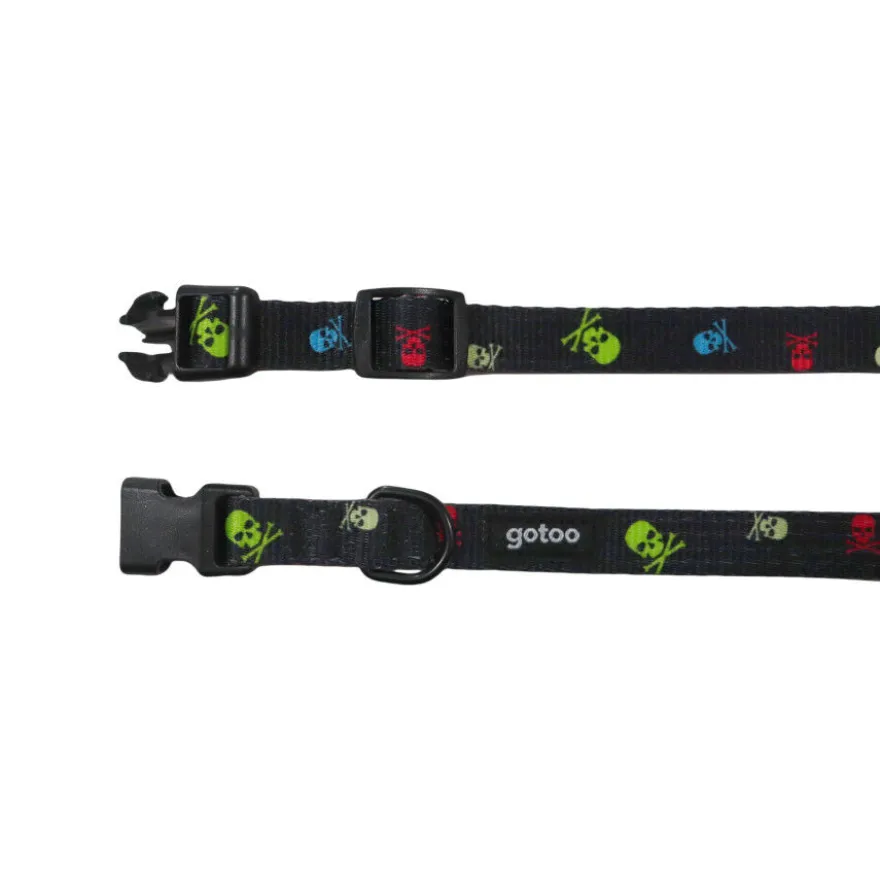 Gotoo Collar estampado calavera negro para perros