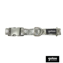 Gotoo Collar estampado cuadro vichy gris para perros