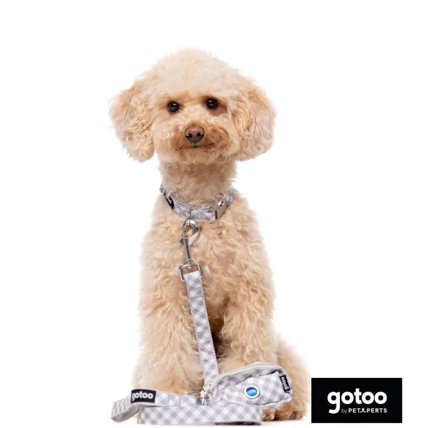 Gotoo Collar estampado cuadro vichy gris para perros