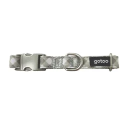 Gotoo Collar estampado cuadro vichy gris para perros