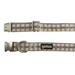 Gotoo Collar estampado tartán marrón para perros