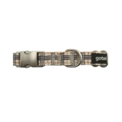 Gotoo Collar estampado tartán marrón para perros
