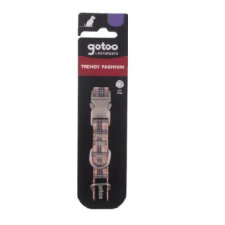 Gotoo Collar estampado tartán marrón para perros