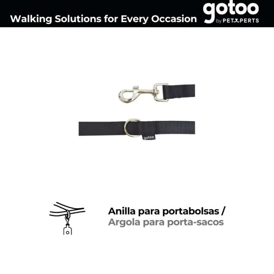 Gotoo Correa de nylon negra para perros