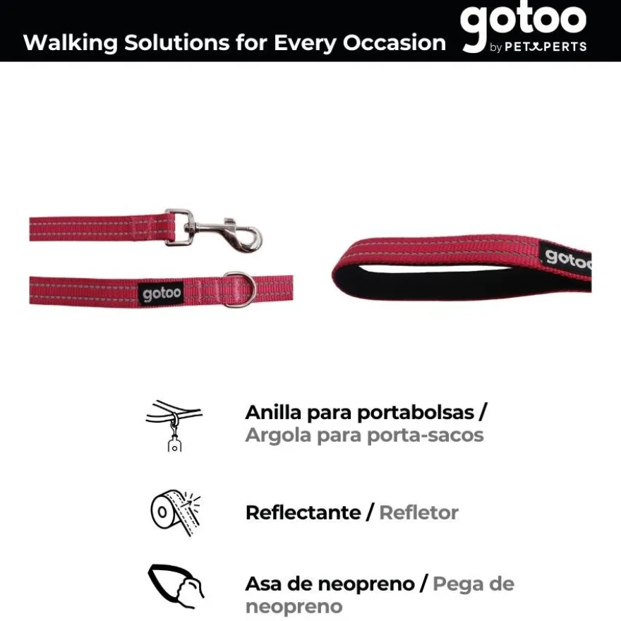 Gotoo Correa de nylon reflectante rosa para perros