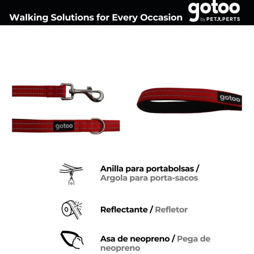 Gotoo Correa de nylon roja reflectante para perros
