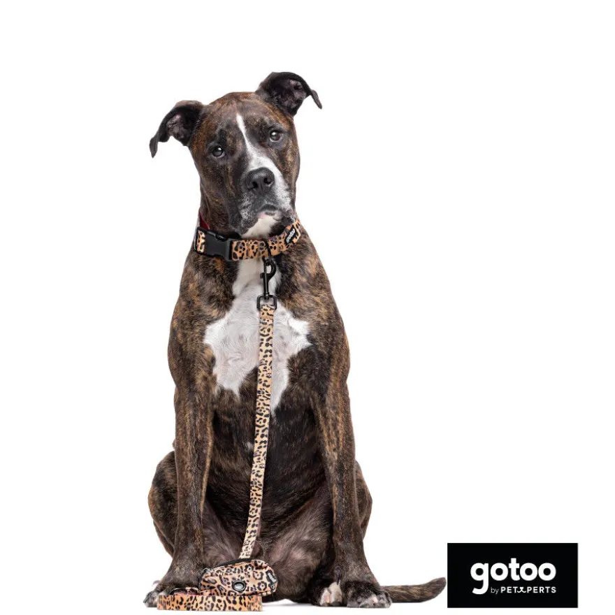 Gotoo Porta bolsas estampado leopardo marrón para perros
