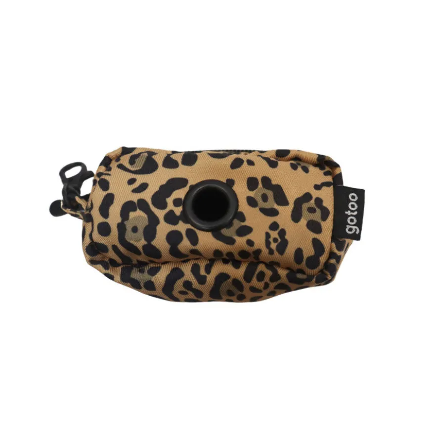 Gotoo Porta bolsas estampado leopardo marrón para perros