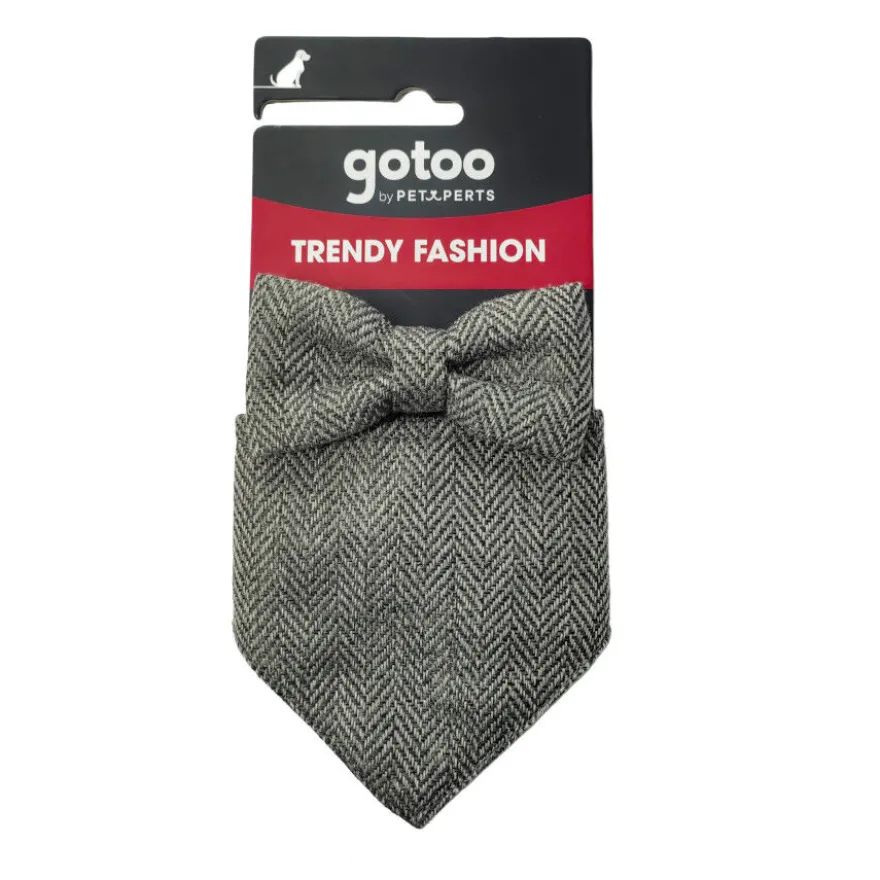 Gotoo Set Bandana y Pajarita espiga gris para perros