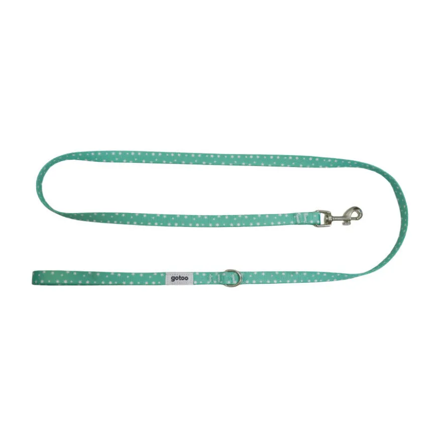 Gotoo Set Correa y Collar estampado con estrellas verde para perros