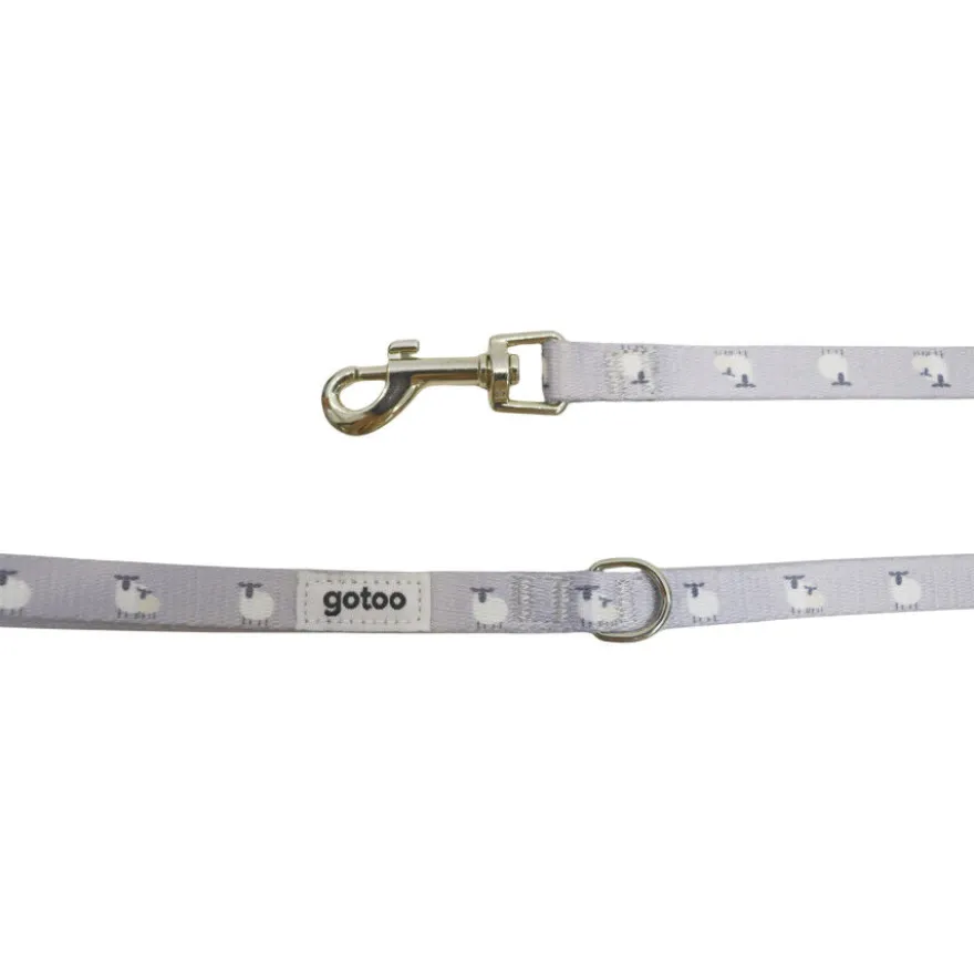 Gotoo Set de correa y collar con estampado ovejitas gris para cachorros