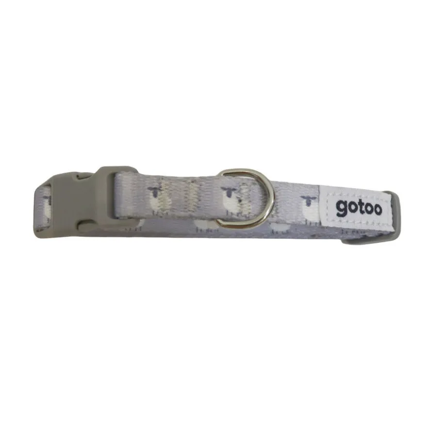 Gotoo Set de correa y collar con estampado ovejitas gris para cachorros