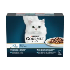 Gourmet Perle Duo Finas Láminas con Pescados en Salsa sobre para gatos – Multipack