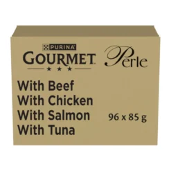 Gourmet Perle Mini Filetes en Salsa con Buey, Pollo, Salmón y atún Sobre para gatos