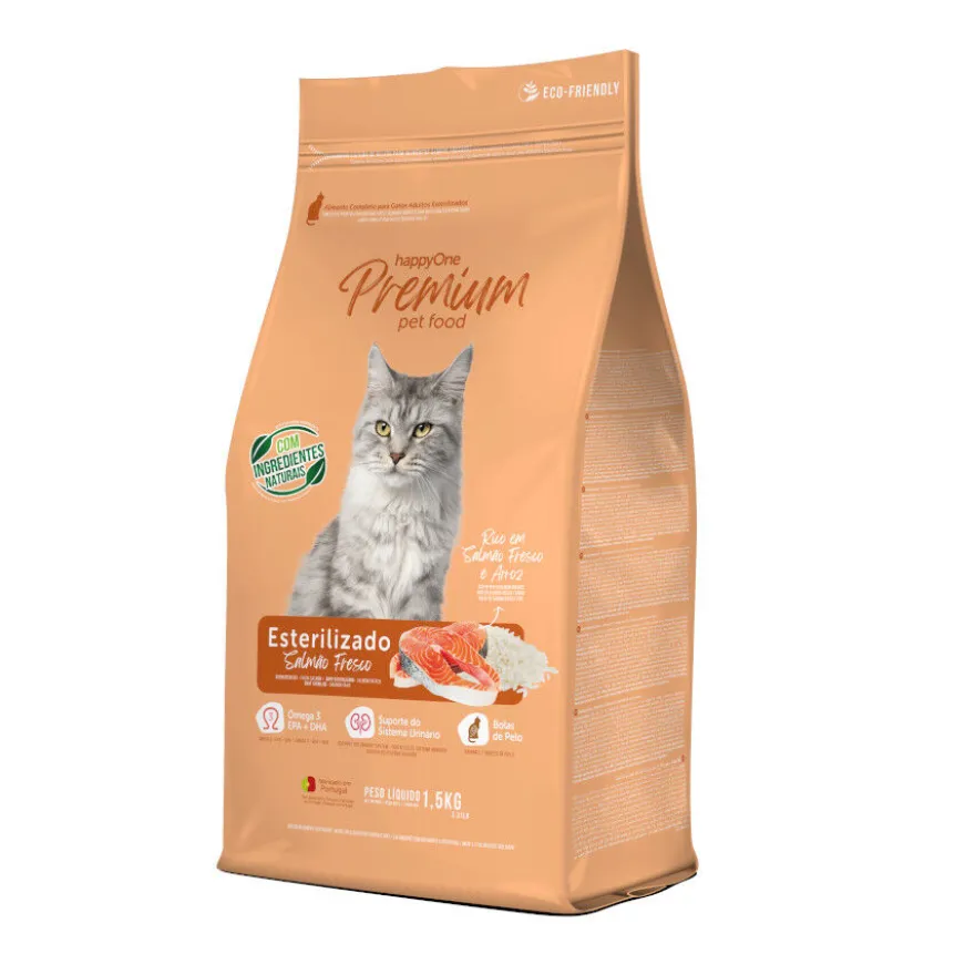happyOne Premium Esterilizado Salmón pienso para gatos