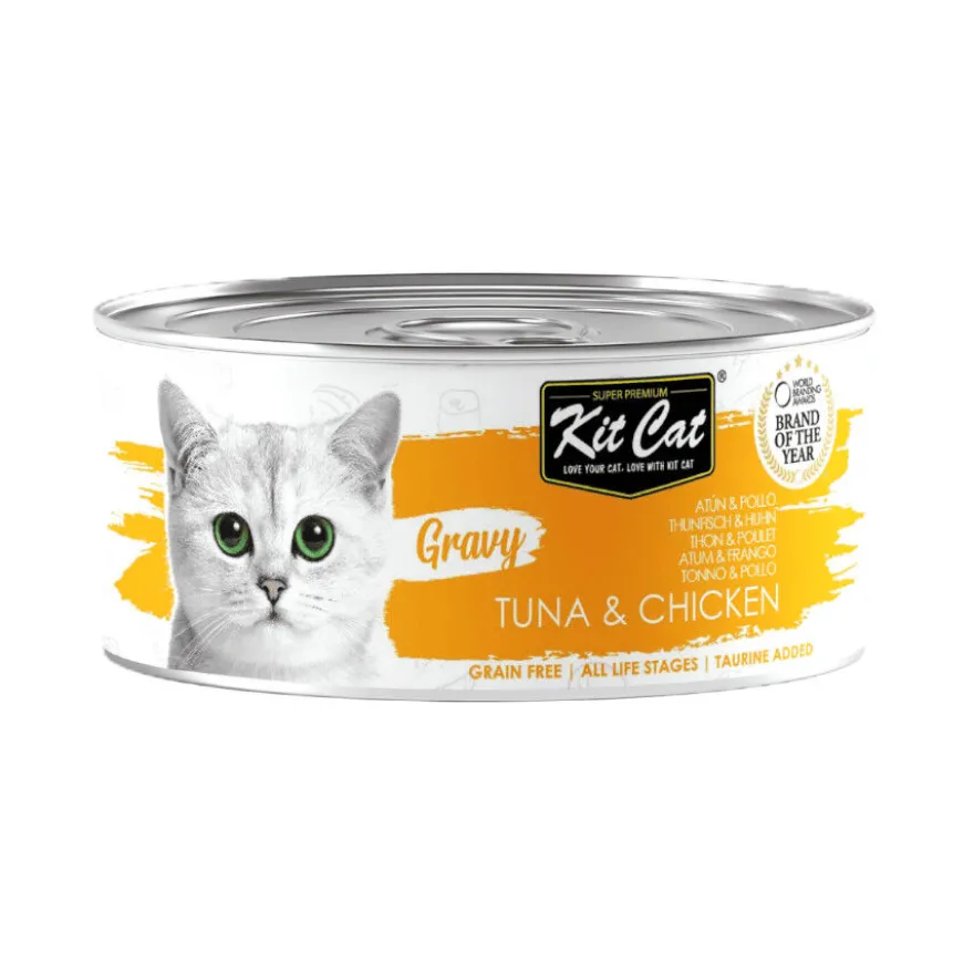 Kit Cat Atún con Pollo Lata Salsa para gatos