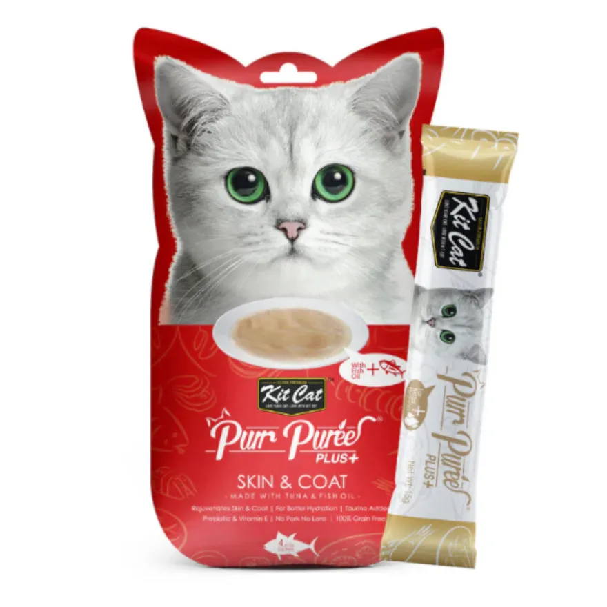 Kit Cat PurPuree Plus Skin & Coat Atún Snack para gatos