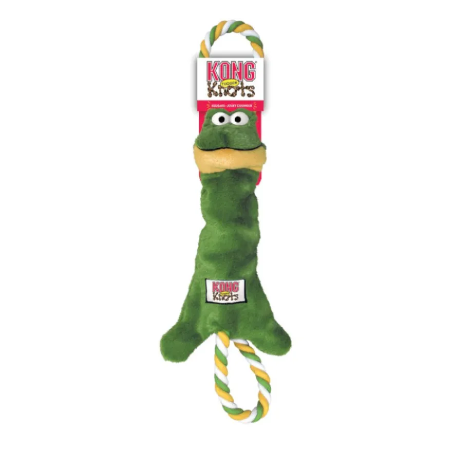 Kong Tugger Knots Rana con cuerda de peluche para perros