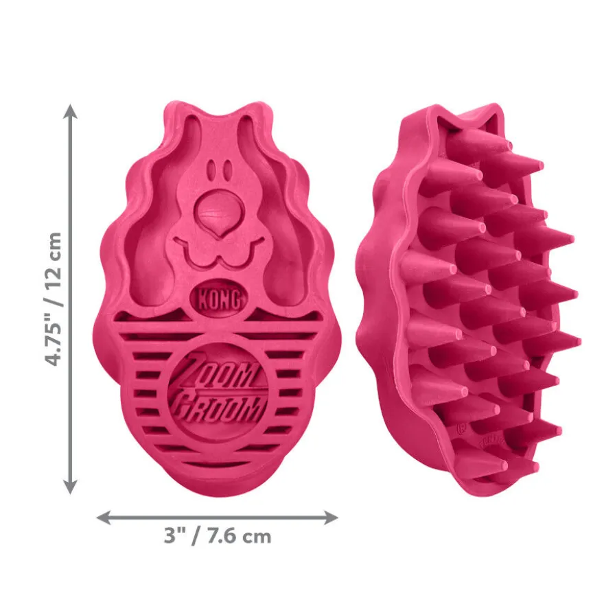 Kong Zoom Groom Cepillo de goma rosa para perros