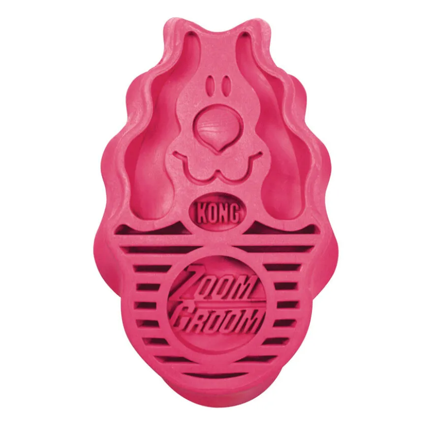 Kong Zoom Groom Cepillo de goma rosa para perros
