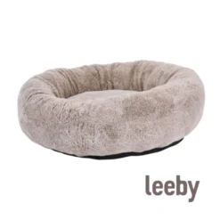 Lebby cama suave redonda beige para perros
