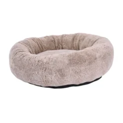 Lebby cama suave redonda beige para perros
