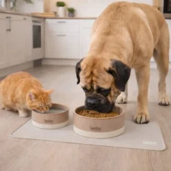 Leeby Alfombrilla Antideslizante Comederos para perros y gatos