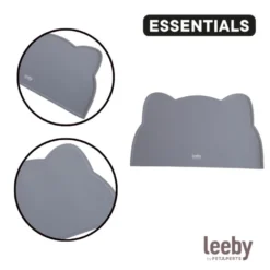 Leeby Alfombrilla Antideslizante Comedero forma Gato Gris para perros y gatos