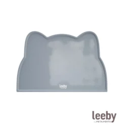 Leeby Alfombrilla Antideslizante Comedero forma Gato Gris para perros y gatos