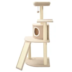 Leeby Boucle Collection Árbol rascador con cama nido y rampa para gatos